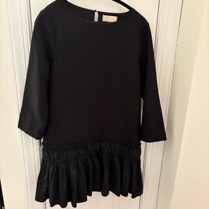 Anthropologie Moulinette Soeurs Black Ruffle Hem Tulip Mini Dress size S Oversiz